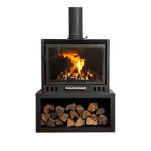 유럽식 벽난로 강판 히터 나무 스토브 거실 펜션 장식, 장작 캐비닛 있는 100평방미터 길이680mm