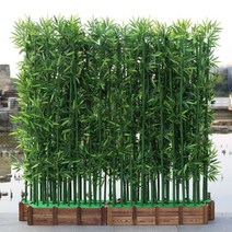 인조 대나무 파티션 실내 옥상 조경 조화 인테리어 실외 테라스 칸막이 병풍 가림막 가리개, 80센티 베이스+3m 대나무 14개