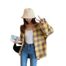 체크 무늬 셔츠 여성 긴 소매 카디건 빈티지 탑 핑크 퍼플 체크 무늬 아름다운 블라우스 패션 버튼 오버 사이즈 탑