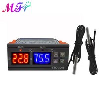STC 3008 듀얼 디지털 온도 컨트롤러 히터 쿨러가있는 2 개의 릴레이 출력 12V 24V 220V 온도 조절기 온도 조절기|온도 계측기|, 1개, AC 110-220V