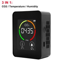 실내 공기질 측정기 농도 휴대용 산소 습도 공기 이산화탄소 미세먼지 6 in 1 co2 meter 대기 질 감지기 pm2.5 감지기 co2 sensor tvoc hcho 228, 협력사, 3 in 1 블랙
