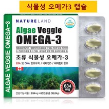 네이처랜드 식물성 알티지 오메가3 rTG오메가3 효능 NCS 미세조류 DHA EPA 비타민D 비타민E 임산부 추천 캐나다, 2박스, 60캡슐