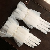 벙어리장갑 Bowknot 진주 레이스 새틴 장갑 여성 신부 웨딩 파티 자수 들어 갔어 패션 화이트 블랙, [01] 싱글 사이즈, [02] 2