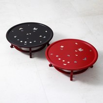 1.3 원형 자개나비 앵두반 찻상D 39센티, 빨강