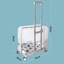 휴대용 중형견 대형견 25kg 투명 캐리어 집 강아지 애견 캣 펫 하우스 유모차 이동 가방, 투명 화이트 28kg 매트