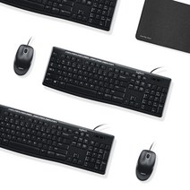 로지텍 데스크탑 유선 키보드 + 유선 마우스 세트 MK200 NEW, 일반형