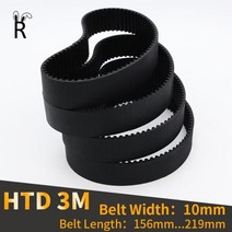 타이밍 벨트 풀리 타임 HTD 3M 타이밍 벨트 드라이브 벨트 컨베이어 톱니 벨트 폭 10mm 길이 156 159 162, 3M-201mm_벨트 폭 10mm 1개