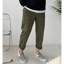 몽키 4color 남자 9부 아웃 포켓 면스판 반배기 세미와이드 밴딩팬츠
