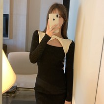 안녕릴리 여성 슬림핏 크로스 꼬임 볼레로ST 얇은 골지 미니 니트원피스 2020109RD