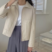 [레티고] 여성 클래식 카라 집업 라이더 가죽 자켓