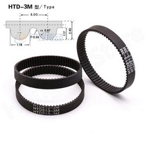 피치 3mm 고무 타이밍 벨트 폭 15mm 둘레 204 207 210 213 216 219 222 225 228 231 240 252 276 312 345 375 531mm htd, 3m-531-15mm, 3M-531-15mm