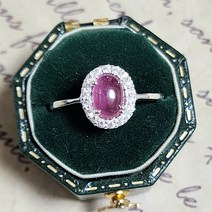 캐보션 루비 큐빅 반지 925