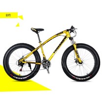 광폭타이어 팻바이크 산악자전거 MTB 오프로드 빅타이어, 21 속도, 24인치, 골든(스포크 휠)