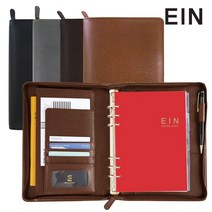 [에이치플러스몰] (아인텍) 고급 시스템 가죽다이어리 지퍼형, 색상:다크브라운(H0457)(1개)