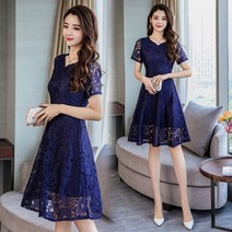 5XL 여성 레이스 펀칭 롱 원피스 블랙 빅사이즈 jn77