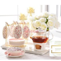 리앤킴 북유럽 스타일 플라워 찻잔 커피잔 세트 CP11, 4인용, 세트A