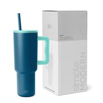 컴퍼니24 심플 모던 40 oz 텁블러 위드 핸들 앤드 스트로 Lid Insulated 컵 리유저블 스테인레스 스틸 워터 보틀 트래블 Mug 홀더 프랜들리 기프트 포 우먼 남성 H, Multi-Color: Blue Lagoon