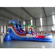 워터슬라이드 수영장 미끄럼틀 장난감 에어바운스 상업 임대 뜨거운 판매 큰 코코넛 나무, 6-26피트