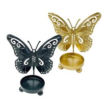 2x 나비 캔들 홀더 조각 Tealight 홀더 촛대 축제 장식, 철, 다른 사람