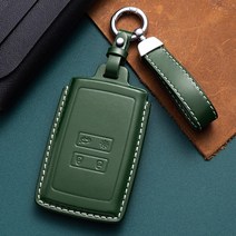 르노 삼성 키케이스 QM6 SM6 XM3 고급 가죽 스마트 키홀더 열쇠고리 키링 자동차키링 차량악세사리, LPKPP-01, 다크 그린