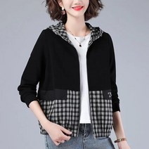 여자잠바 50대 60대 외투 엄마옷 봄 자켓 여성 코트 가 느슨한 후드 짧은 재킷 중년 라이닝