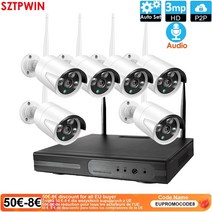 문앞cctv 실내외 스마트 8CH 3.0MP HD 오디오 무선 NVR 키트 P2P 1080P 실내 야외 IR 야간 투시경 보안 6CH 3MP 네트워크 IP 카메라 홈cctv, 협동사, 없음, 8CHNVRx2CamAudio3MP