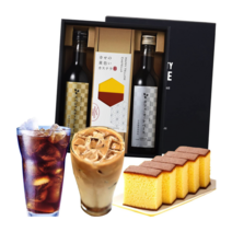 나가사키 신센도 커피 선물세트 무설탕 블랙 카페오레 베이스 가당 360ml 2병 나가사키 카스테라 하프