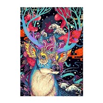 떨샵 DIY 명화 그리기 40X50 세트 집콕러, 나무꽃사슴