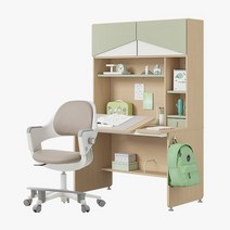 한샘 티오 그로우 홈플랩전면책상 각도조절형 5단 120x75cm+링고S 고정중심봉DIY발받침, 책상_화이트+그린_의자_그린(B)