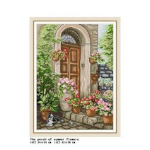 십자수 자수 만들기 기쁨 일요일 창틀 꽃 풍경 시리즈 키트 플로랄 패턴 aida 14ct11ct count print 세트, 11ct 인쇄, fa043