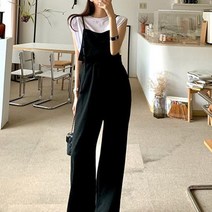 [랜덤플레이] 끈 허리 밴딩 와이드 점프수트