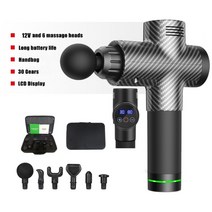 high frequency massage gun lcd display 근육 이완 전기 마사지 휴대용 가방 치료 gun for fitness, 협력사, 1028 카본 블랙, EU 플러그