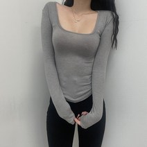 VANANA2 국내생산 여성 쫀쫀 슬림핏 라운드넥 소재 스판 소재 밑단 유라인 슬림핏 여리핏 기본 긴팔 티셔츠