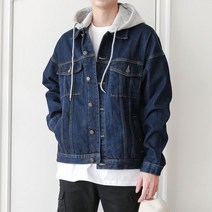코디제이 남자 M오버핏 후드탈부착 청자켓 데님자켓 간절기 아우터