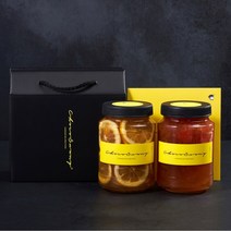 [초코써니 레몬청+유자자몽청] 차 선물세트포장 500g 2병 에이드 카페 수제청 과일청 답례품, ●500g(레몬청+유자자몽청)세트