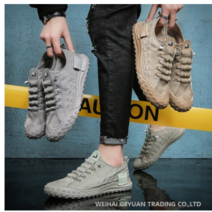 GEYUAN 남성용 빈티지 크로크다일 레더 스니커즈 슬립온