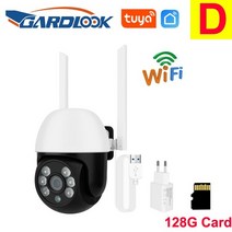 tuya wifi 야외 방수 카메라 1080p home security ptz mini camera night vision function for tuya smart smart, 1080p 128g 카드 추가, 씨엔