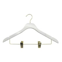 43.2cm(17인치) NAHANCO 슬림라인 나무 옷걸이 클립 포함 - 고광택 화이트 골드 396260
