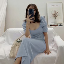 떳다그녀 체트리 퍼프 롱 원피스