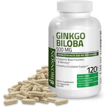 미국직구 브론슨 징코 빌로바 500mg 120베지 캡슐 1팩, 수량, 상세참조