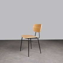 옛날학교의자 빈티지 등받이 원목 나무 감성 체어, 블랙 풋  로그 컬러 시트 등받이