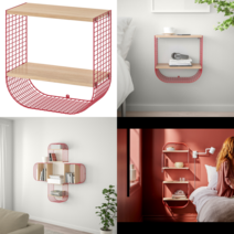 이케아 벽선반 SVENSHULT 스벤스훌트 벽선반+수납 브라운오렌지/화이트스테인 참나무무늬 41x20 cm