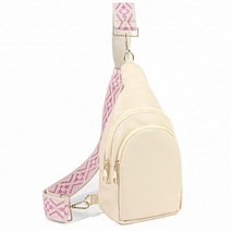 DYSHAYEN 기타 스트랩이 있는 슬링 백 크로스바디 패니 팩 체스트 여성용 사이클링 하이킹 여행용 블랙. 백팩 468968, Cream With 2 Zipper Pockets