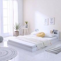 리버퍼니쳐 어스트 저상형LED콘센트침대 SS/Q프레임 시리즈 RZ0779, 화이트, 스트롱베이직매트리스