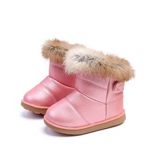 Komfyea 여아용 스노우 부츠 야외 어린이 겨울 부드러운 밑창 편안한 캐주얼 따뜻한 신발 핑크 6 Toddler, 9.5 Little Kid