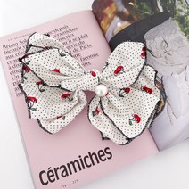 화이트앵두 감성 풍성한 동안 왕리본 여자 머리핀 쇼핑몰