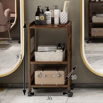원목 이동식 트롤리 트레이 선반 서랍장 웨건 카트 수납 진열대 협탁 바퀴달린 미용실 우드, B