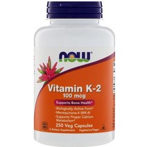 Now Foods 나우 푸드 비타민 K2 K-2 100 mcg 250 야채캡슐, 250정, 1병