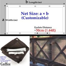 조립식수영장그늘막 컨테이너 간이 야외 수영장 사용자 정의 두꺼운 HDPE 발코니 개인 정보 보호 울타리 메쉬 안티 자외선 태양 그늘 그물 천막 가든 스크린, Coffe+1x7m