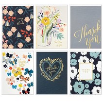Hallmark 감사 카드 모음 호일 하트 및 꽃 (감사 노트 및 봉투 48장)